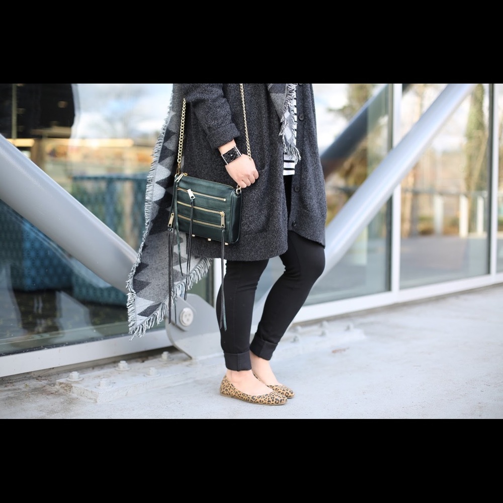 Rebecca Minkoff Mini 5 Zip crossbody bag - 💯 leather in hunter green w/ ghw